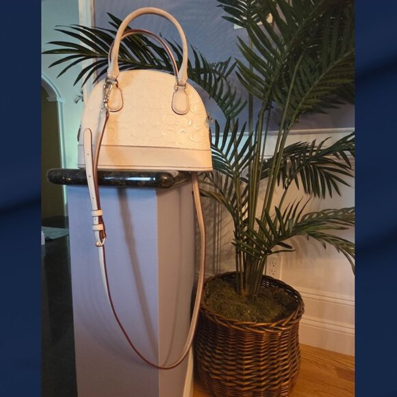 Coach CORA Dome Debossed Leather Mini Off white Bag - Picture 2 of 9